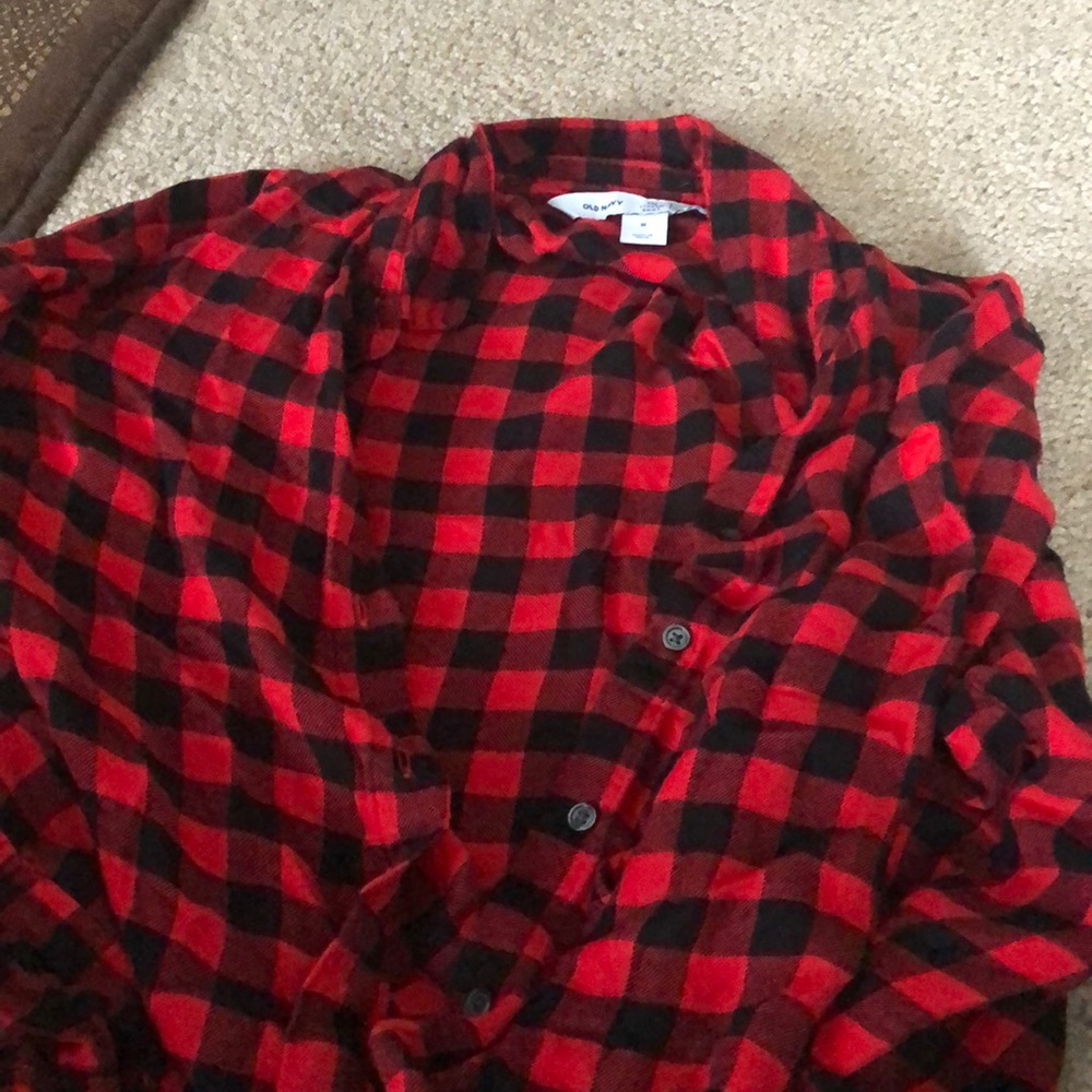 Old Navy Plaid Buttoned-Down Long Sleeve Top